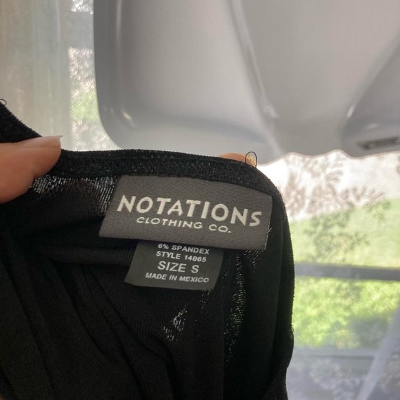 Elegant Black Long Sleeve Sparkly Top Notations S - Picture 3 of 3